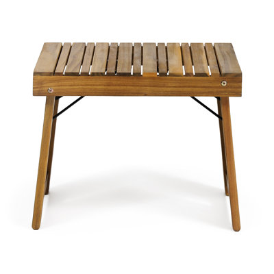 Wood Side Table - Foldable With Slat Design, 21.25W X 13.91D 15.89H In Top,