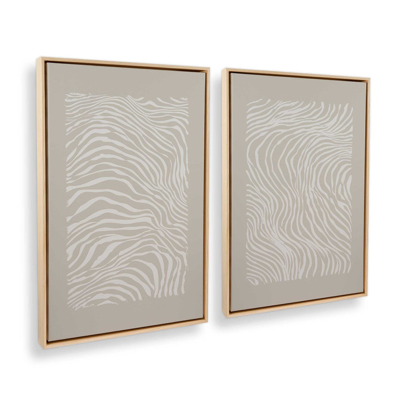 Whisper Lines Set of 2 Prints, 48" x 32", American Maple Floater Frame