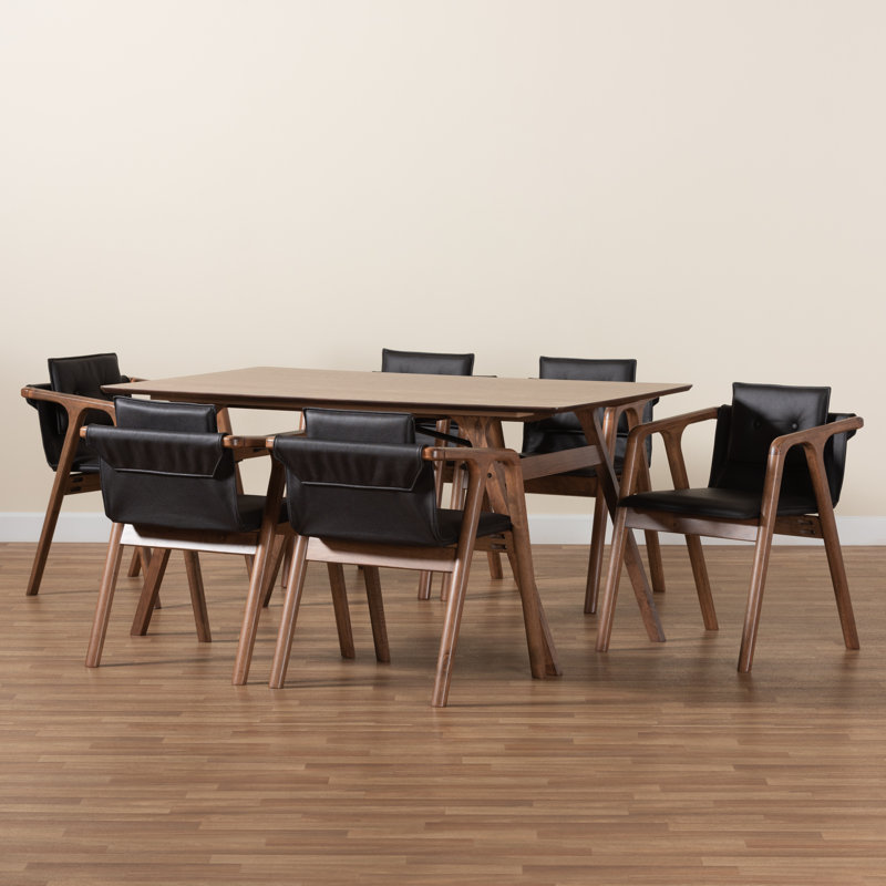 6 - Person Four Leg Dining Set, Black