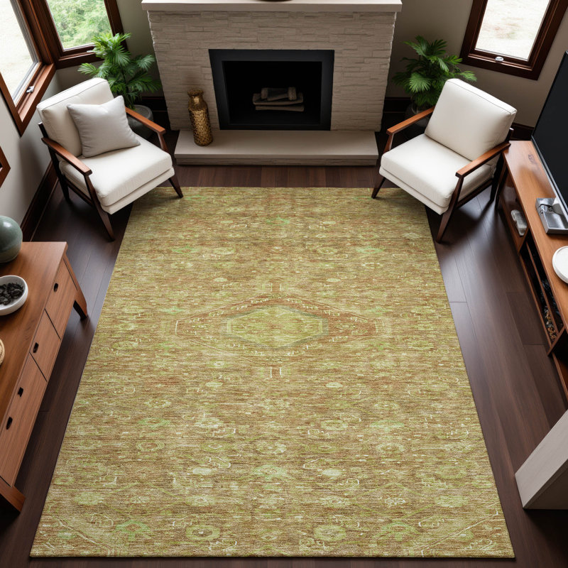 Tapis de qualité supérieure lavable à la machine Barry AMF1225 Medallion, Rectangle 10 pi x 14 pi
