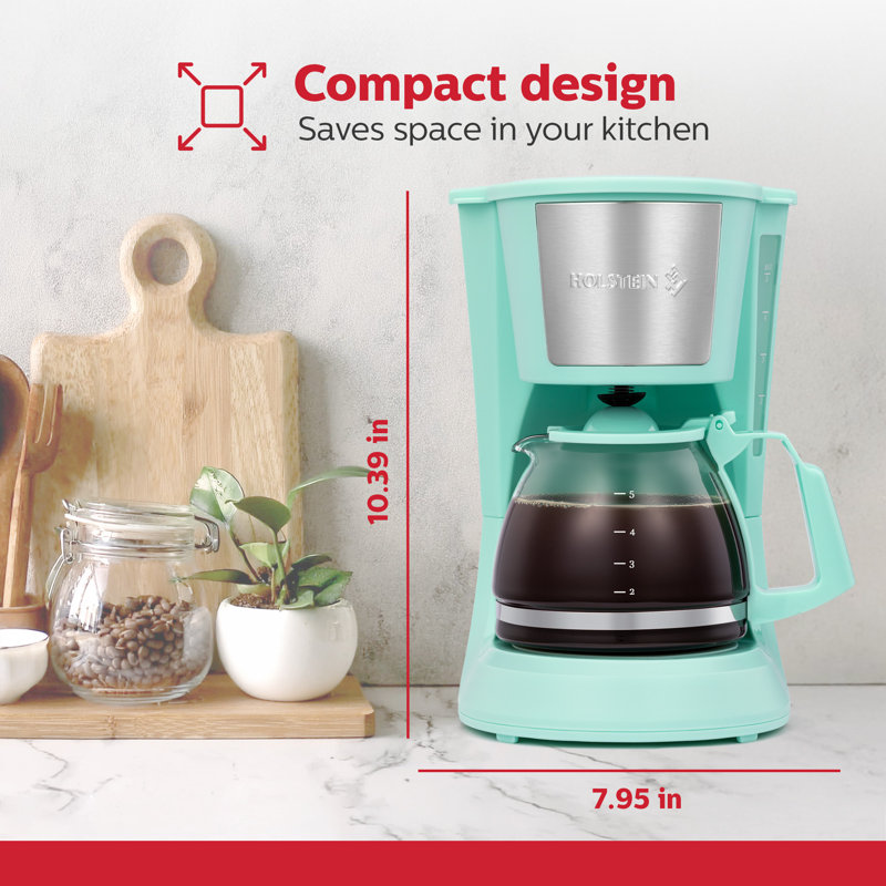 Holstein Housewares 5-Cup Coffee Maker, Mint