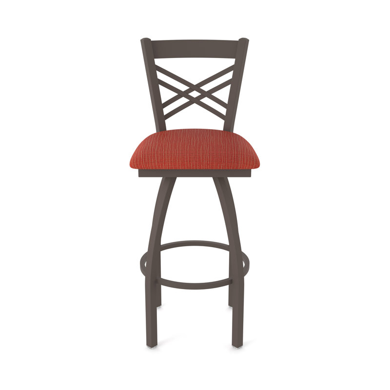 Tabouret tournant 36" Catalina, Bronze, Tissu - graphite coquelicot