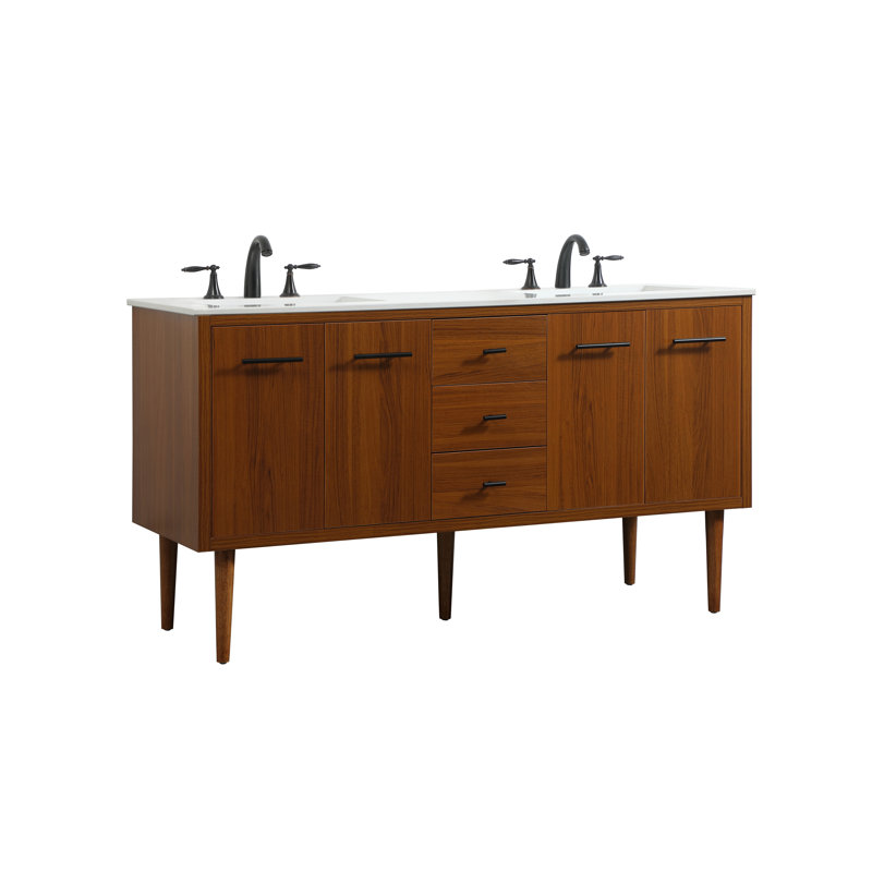 Ensemble de meuble-lavabo simple 60 po Cyrus, Teck