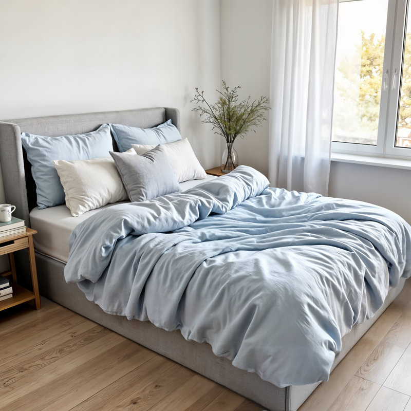 Lit plateforme capitonné avec rangement, Grand, Gris