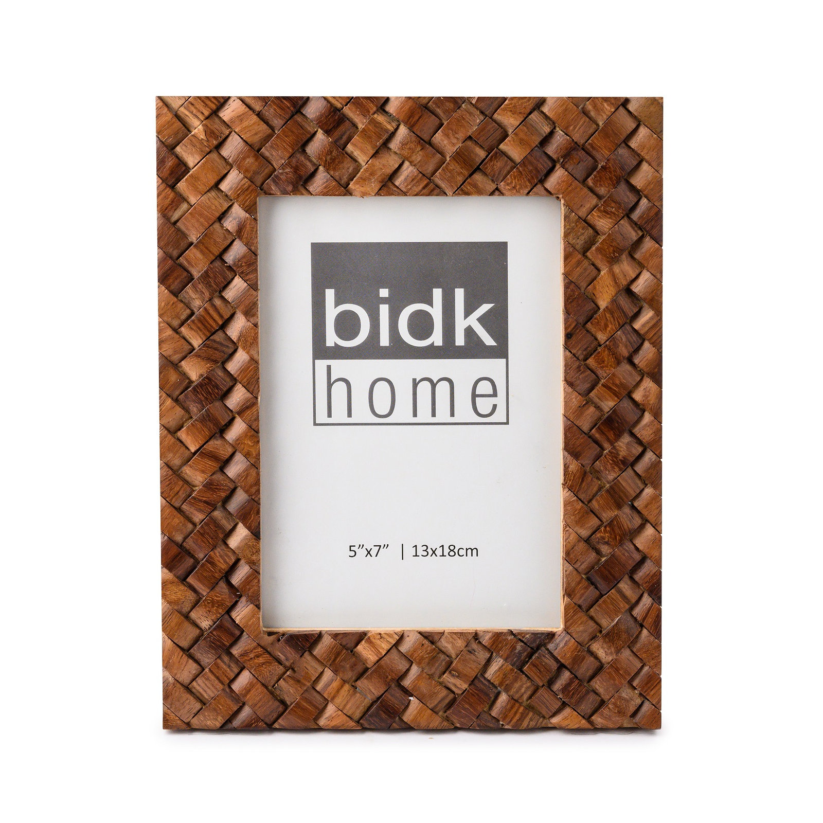8X10” Criss Cross Wood Picture Frame, 5" W x 7" H