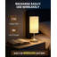 Lampe de table rechargeable sans fil avec minuterie et contrôle tactile à intensité variable, lampe de bureau à DEL portable avec abat-jour en tissu et base en grain de bois pour la chambre à coucher, le salon et l'éclairage ambiant