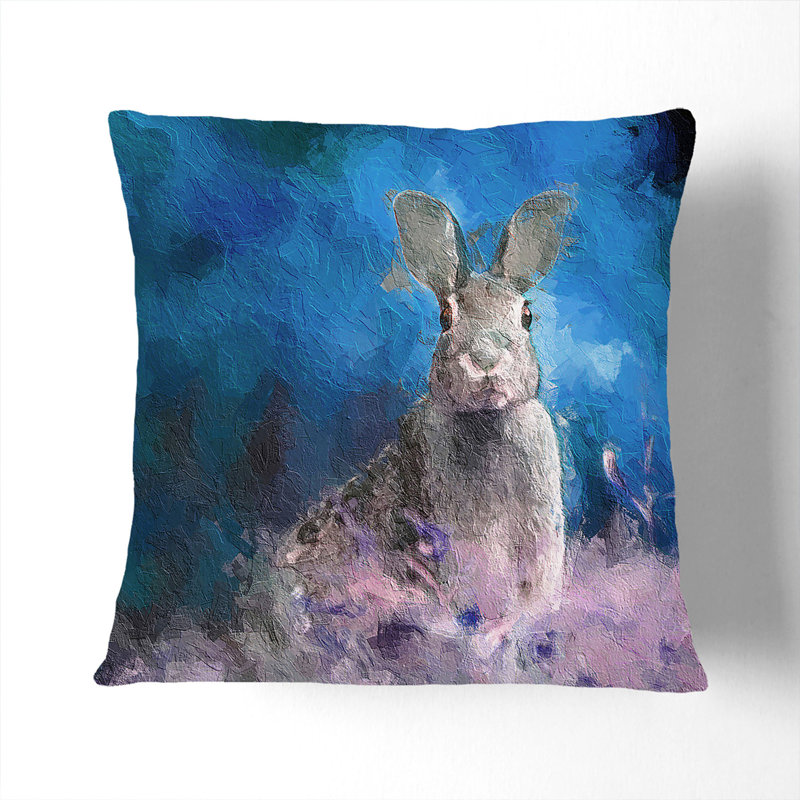Curious Hare In Abstract Square Throw Cushion, 40cm H x 40cm W x 15cm D