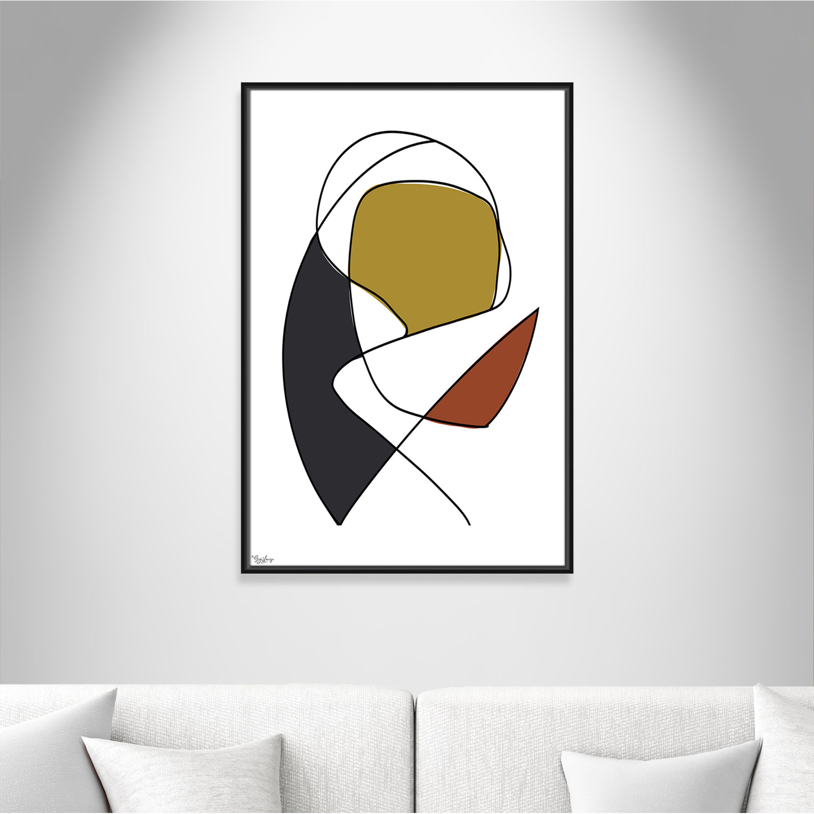 Paige "Abstract Tribeca 3" Print, Black, 37.5" H x 25.5" W x 2" D