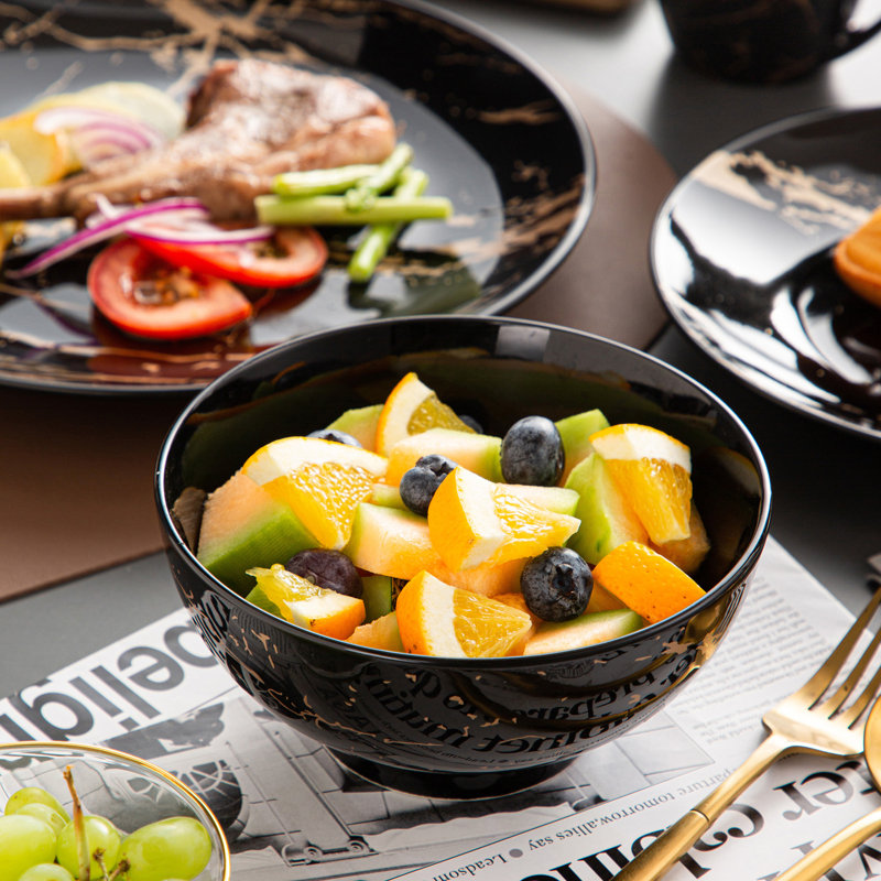 Service de table en porcelaine 16 pièces Karagen, service pour 4 Karagen, Noir