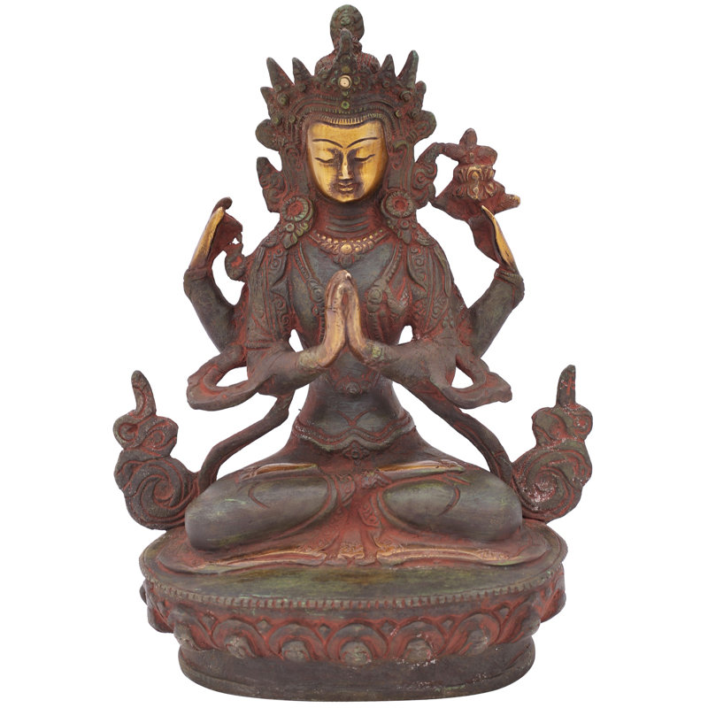 Statue de divinité tibétaine Chenrezig Shadakshari Lokeshvara
