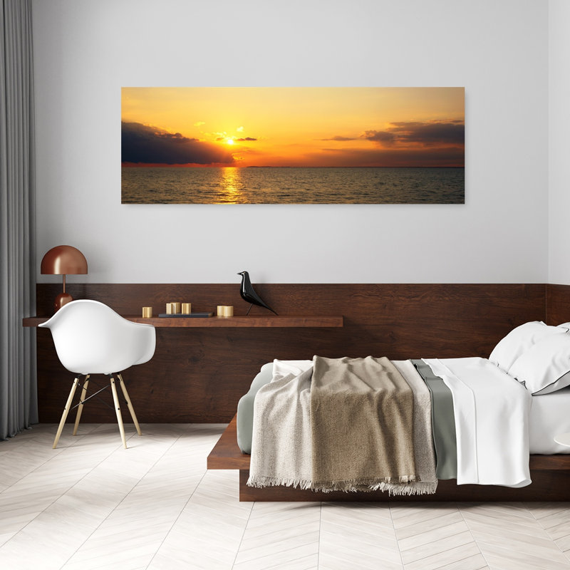 Lac Érié, Ny, États-Unis, ville sereine au coucher du soleil, H 20 po x l 60 po