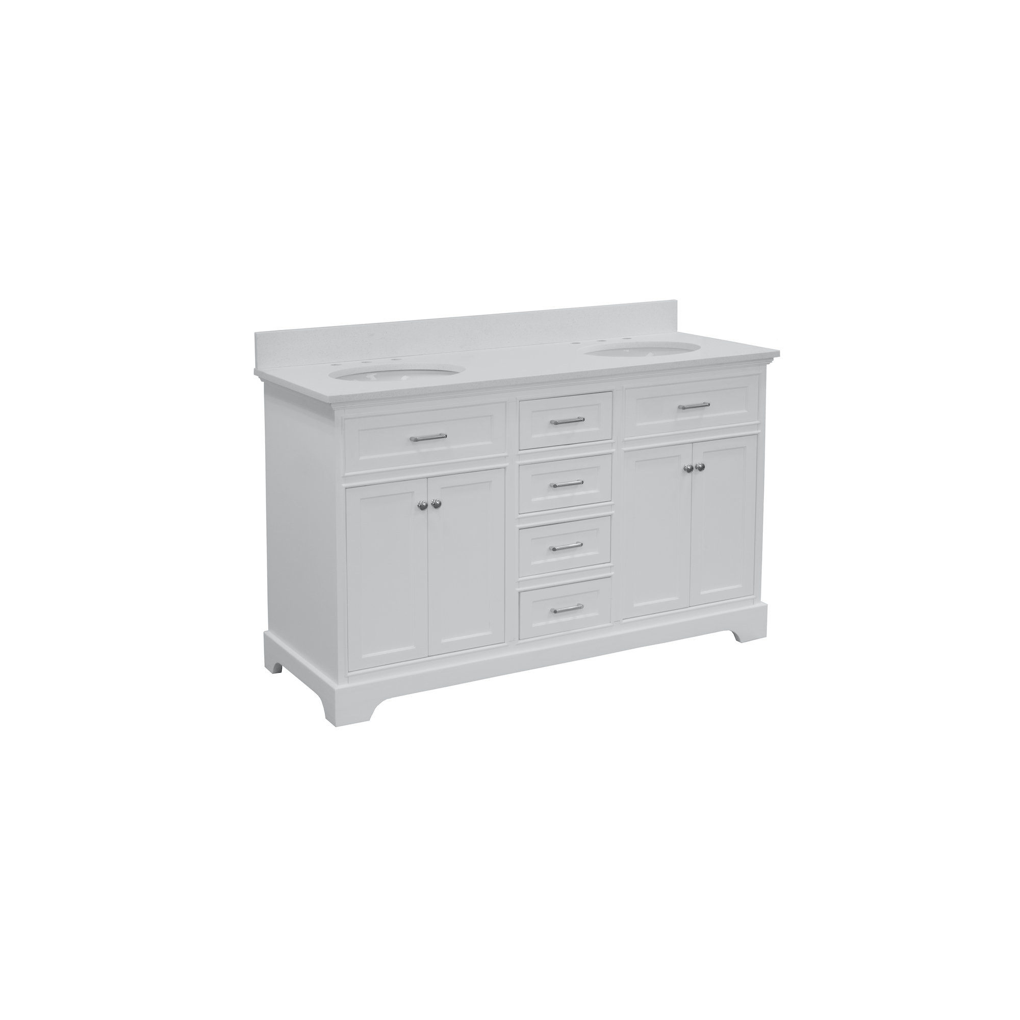Ronnie 60'' Double Bathroom Vanity, Quartz, White