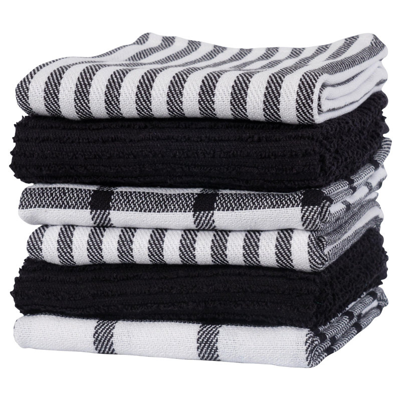 Soho Kitchen Dish Towels - Set of 10, 18 x 28, Black
