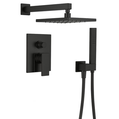 Vitrina Pressure Balance Shower System with 2-Way Diverter, 8-Inch Rain Shower Head and Wall Mounted Hand Shower, Valve Included