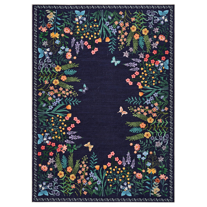 Boho 9x12 Washable Rugs for Entryway Floral Rugs for Bedroom, Beige Bathroom Rug Non Slip Washable, Soft Indoor Carpet Throw Carpet for Kitchen Laundry Living Room Foyer