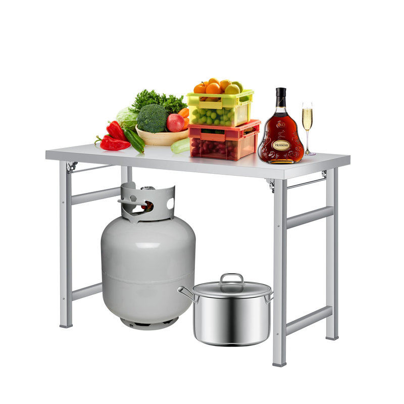 Table pliante robuste en acier inoxydable - table de préparation commerciale de 660 lb, poste de travail portatif à un niveau