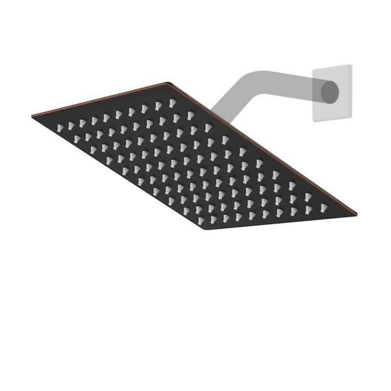 Shower System 12" Square Stainless Steel Rain Shower Head, Oil Rubbed Bronze