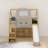 Wooden Loft Bed House-Shaped Frame With A Tent-2110389287-2110389280