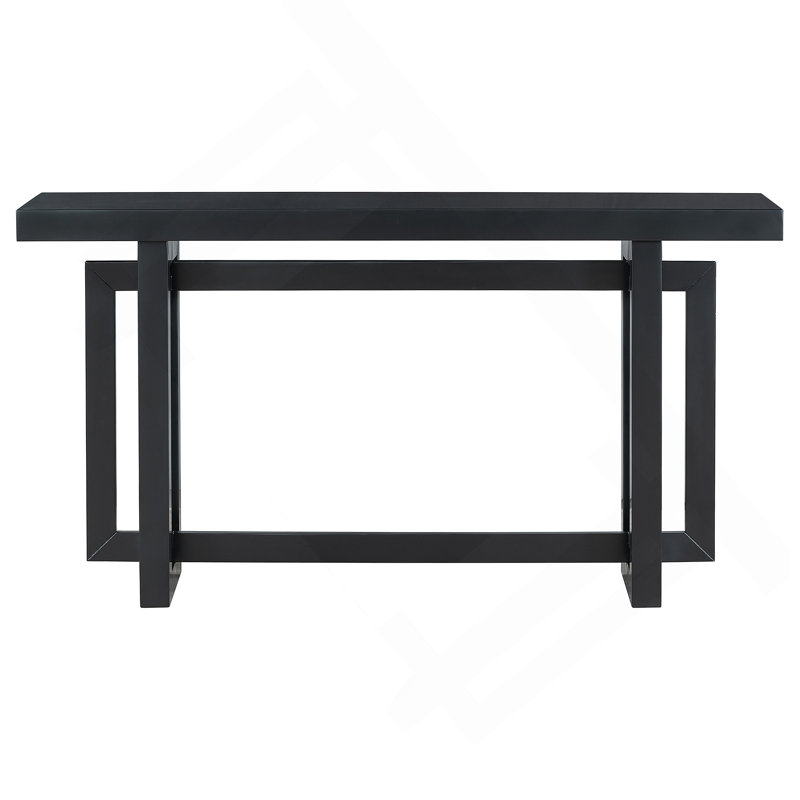 Console contemporaine avec plateau en bois de béton d'inspiration industrielle, Noir
