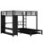 Queen Over Twin Bunk Bed With Foldable Desk, Trundle, Built - In Wardrobe, Ladders, And Rust Metal Frame Black Noise Reduced Design, Full Length Guardrails Stable-1584710758