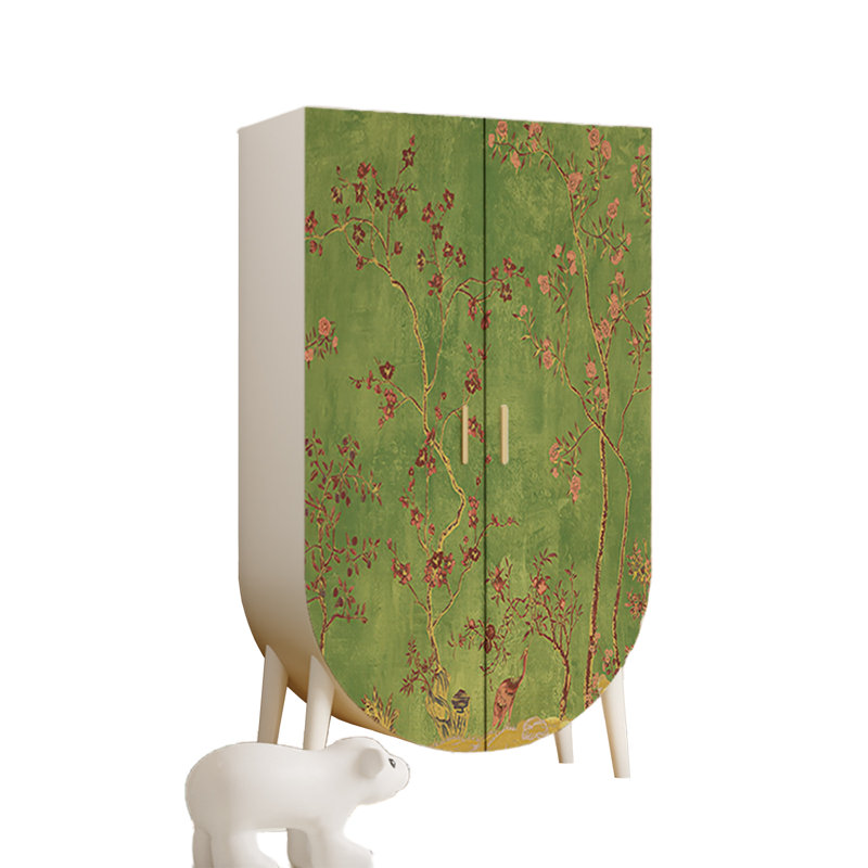 Armoire de rangement haute Retro, Blanc/vert