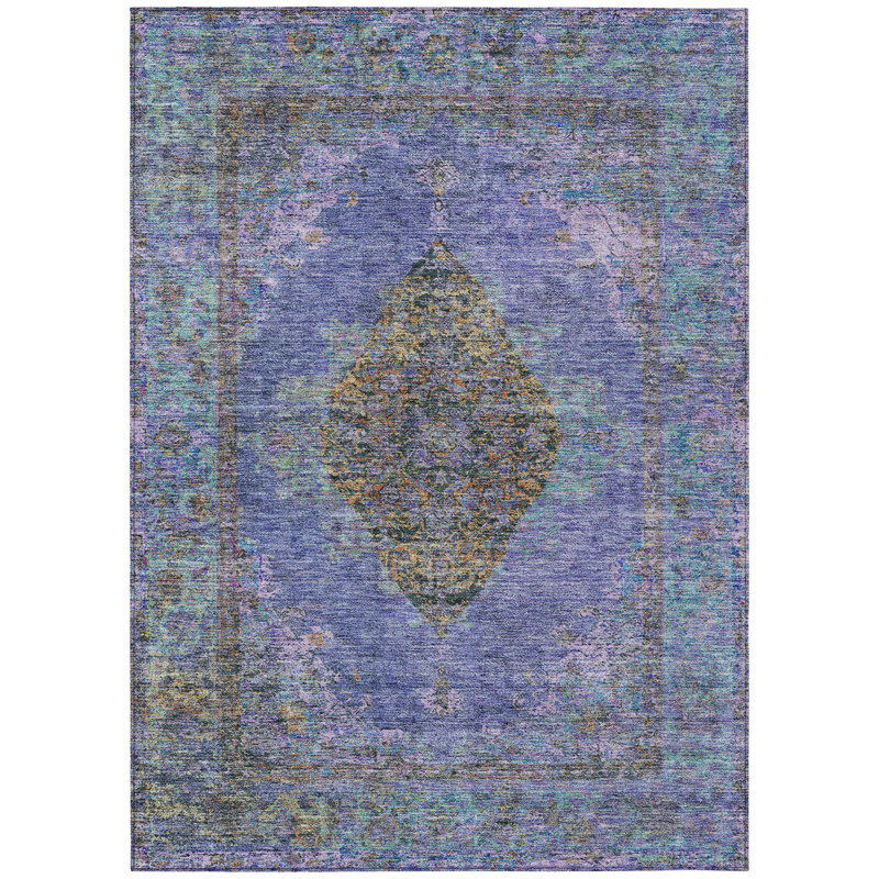 Machine Washable Indoor/Outdoor Xhevrie Purple Rug, Rectangle 2'6" x 3'10"