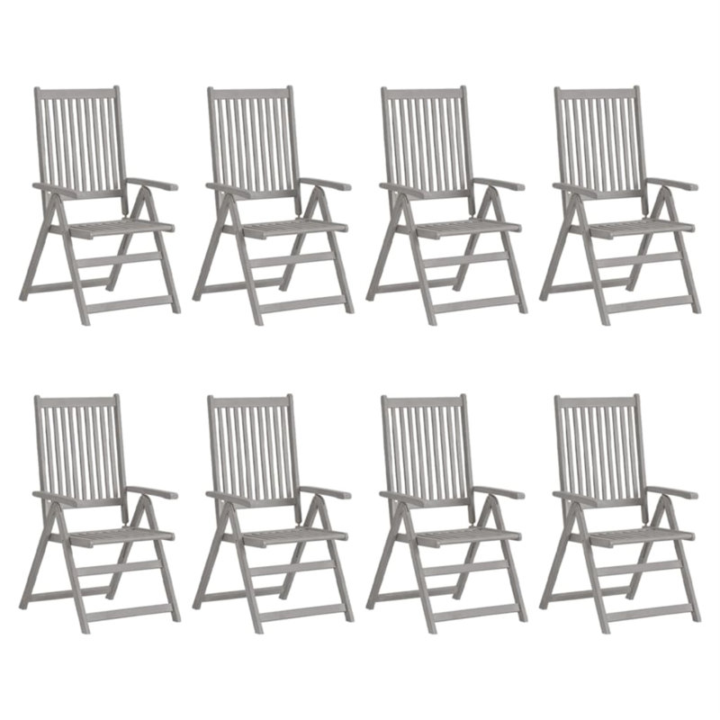 Chaise d'extérieur avec chaises inclinables d'extérieur en bois d'acacia massif, Taupe