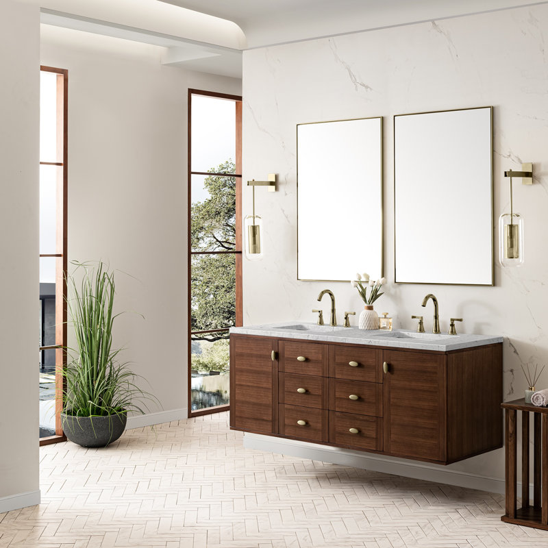 Curiel Double Bathroom Vanity Set, Eternal Jasmine Pearl, 8" Widespread, 60"