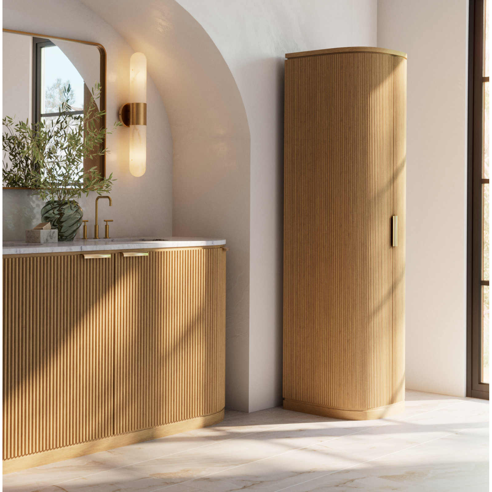 Nova Linen Cabinet In Reeded Birch