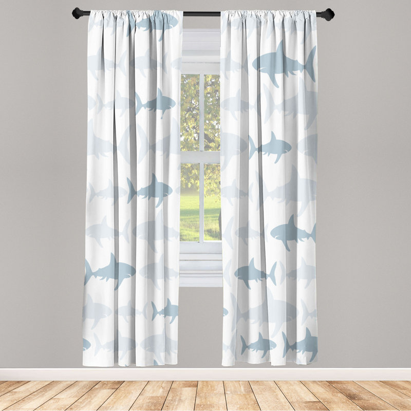 Microfiber Floral Semi-Sheer Rod Pocket Curtain Panels, White/Gray, 28" W x 63" L