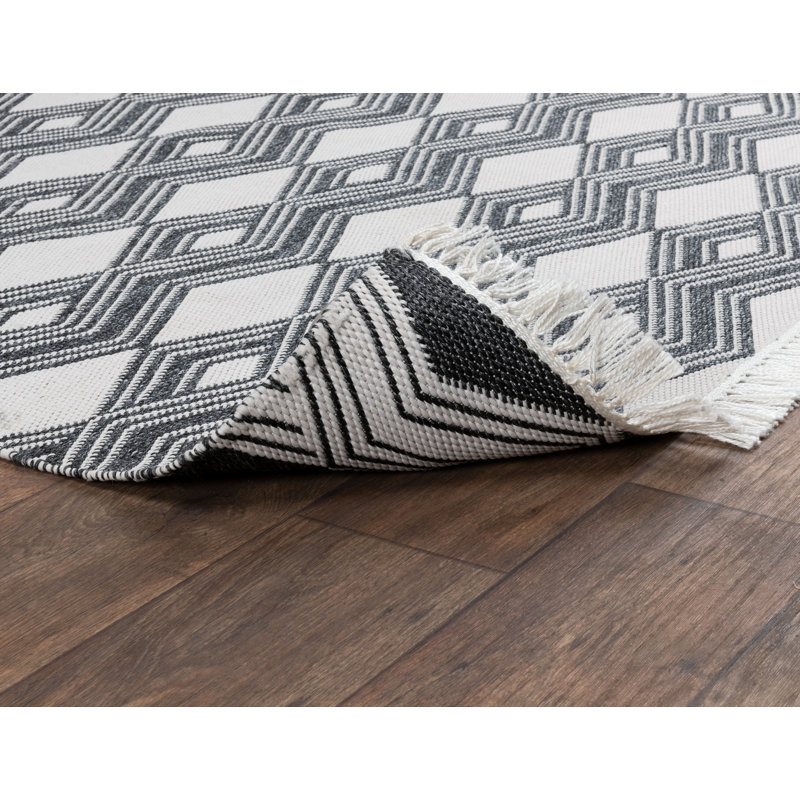 Rectangle Nyx Geometric Machine Tufted Area Rug, Rectangle 8' x 10', Beige/Black