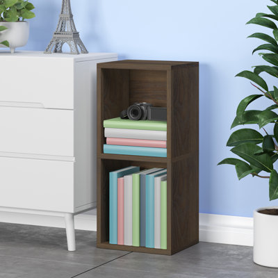Bibliothèque de rangement à 2 tablettes Parman, noyer royal