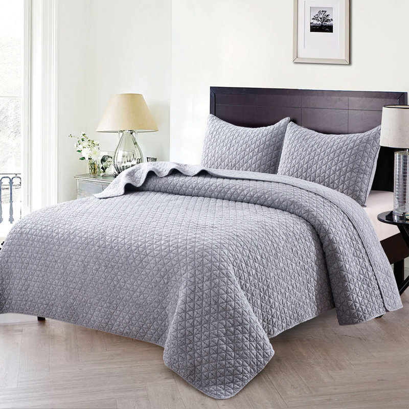 Modern & Contemporary Polyester Quilt, Twin Quilt + 1 Sham, White