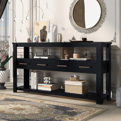 Console moderne pour salon avec 4 tiroirs et 2 tablettes