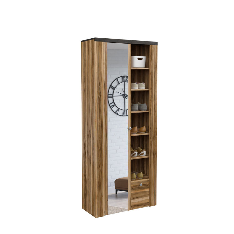 Sofronio Manufactured Wood Wardrobe, Satin Oak