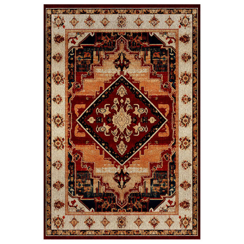 Ezra Collection Digital Print Cotton-Polyester Brown Moroccan Rug, Runner 4' x 11'6"
