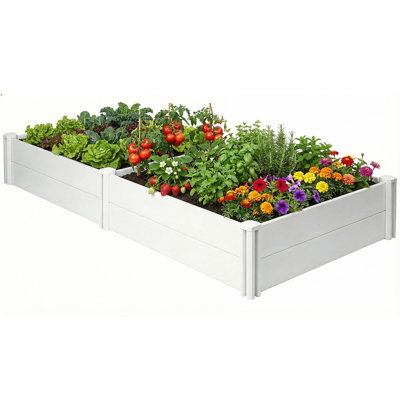 Lit de jardin surélevé rectangulaire blanc en PVC blanc