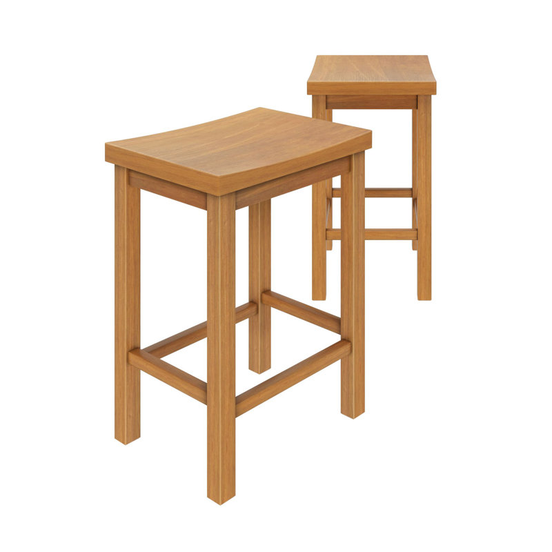 Stool Counter Height, (24in) - 2 pack, Pecan