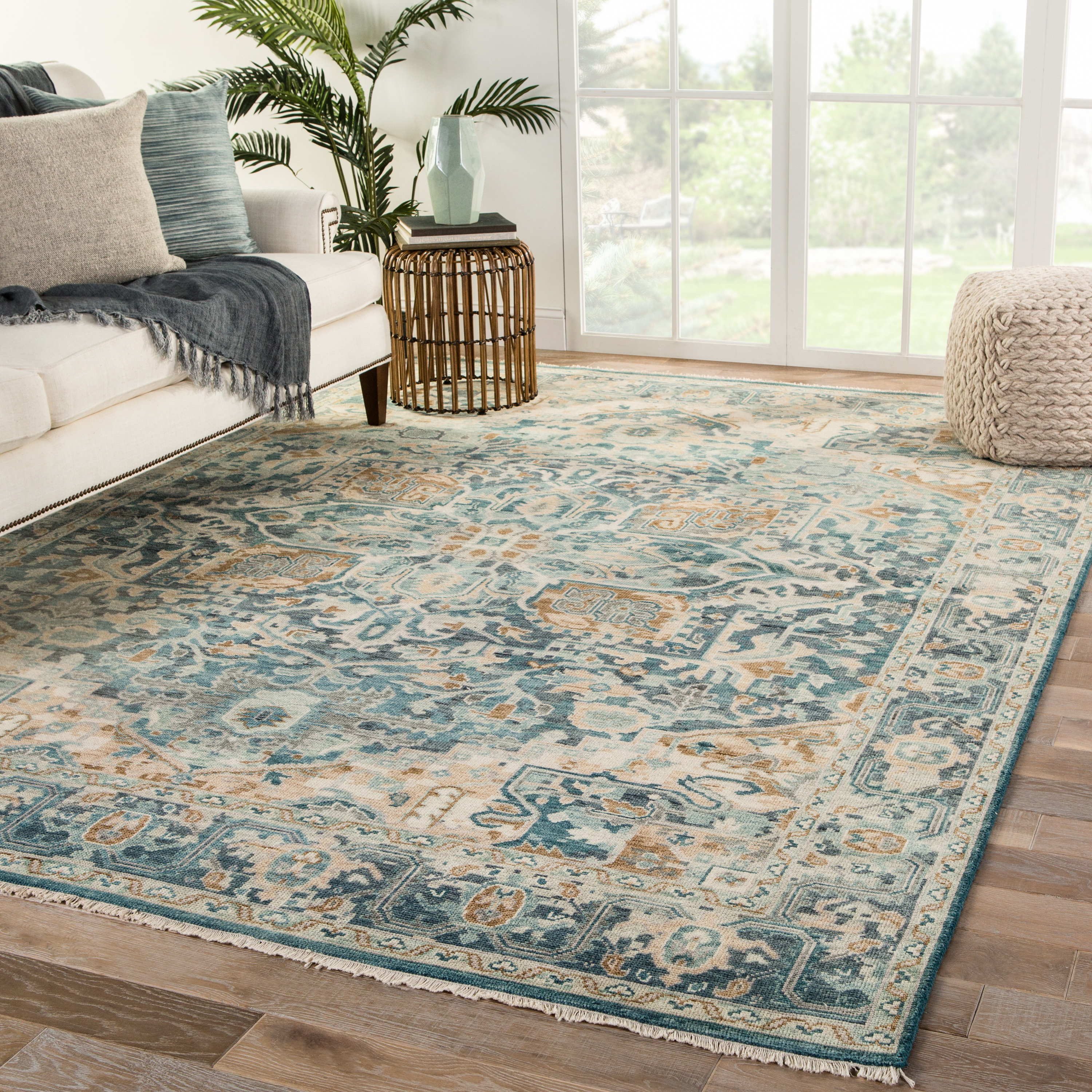 Charlton Home® Farella Oriental Hand Knotted Wool Blue Area Rug | Wayfair