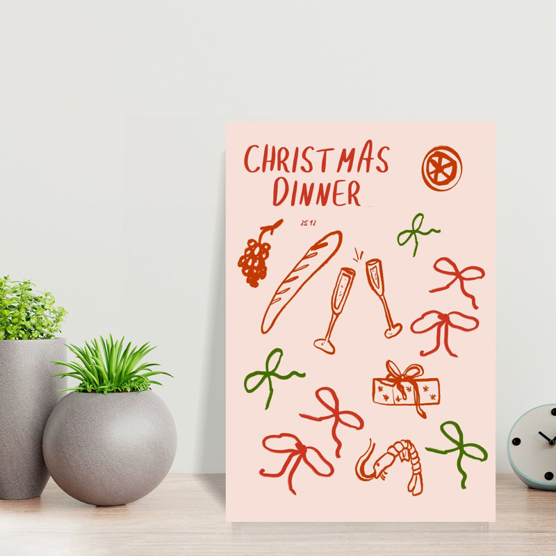 «Christmasdinner», reproduction d'art murale contemporaine, H 18 po x l 12 po