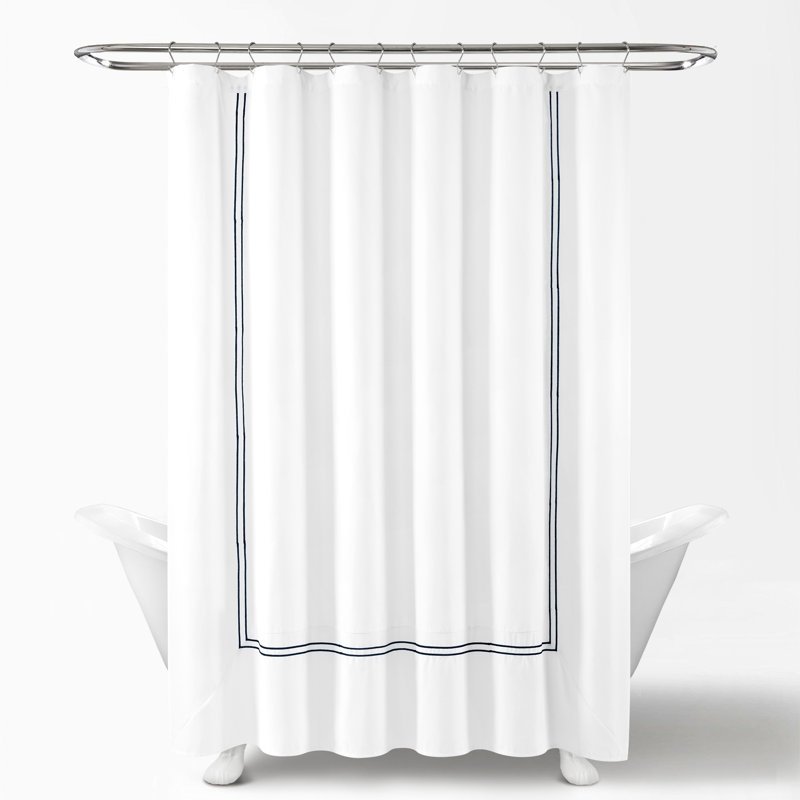 Lush Decor Hotel Collection Shower Curtain, White/Blue