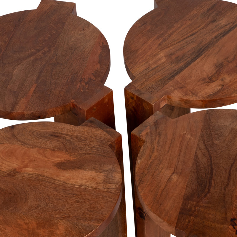 Middlewich 4 Piece Set 20"H Brown Mango Wood Tall Accent Tables and a Solid Frame for a Stylish Addition to Your Home