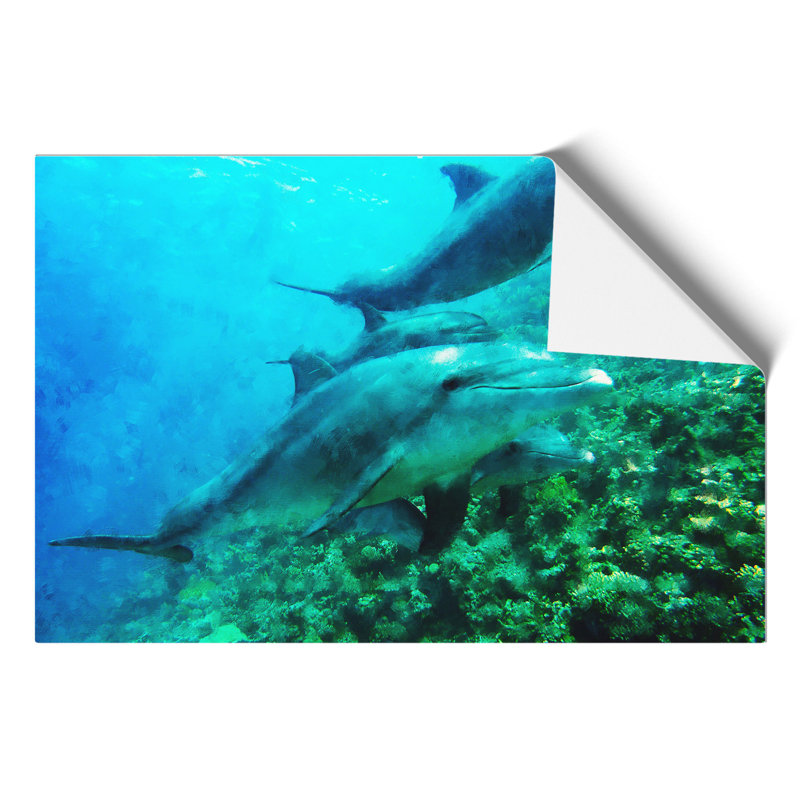 Dolphins Painting - Frameless Print, 30cm H x 42cm W x 0.1cm D
