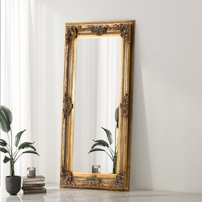 Dunmurry Solid Wood Arch Wall Mirror, 185cm H x 99cm W, Gold