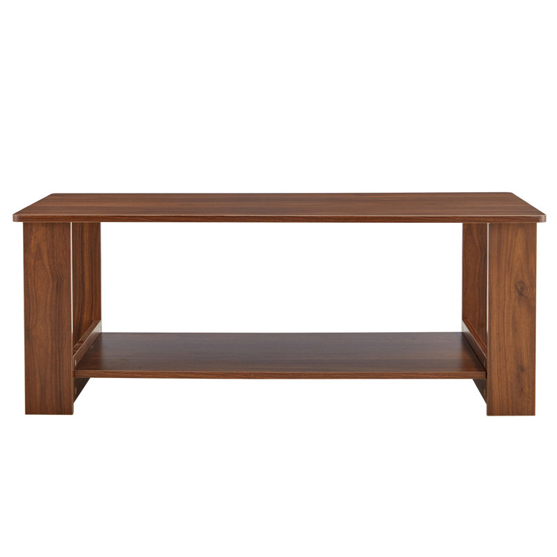 Bonni Rectangular Coffee Table with Storage Shelf, Walnut, 16.50" H x 43.30" L x 21.60" W