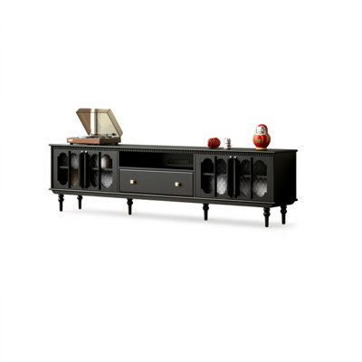 Meuble télé noir clair vintage de 94,49 pouces