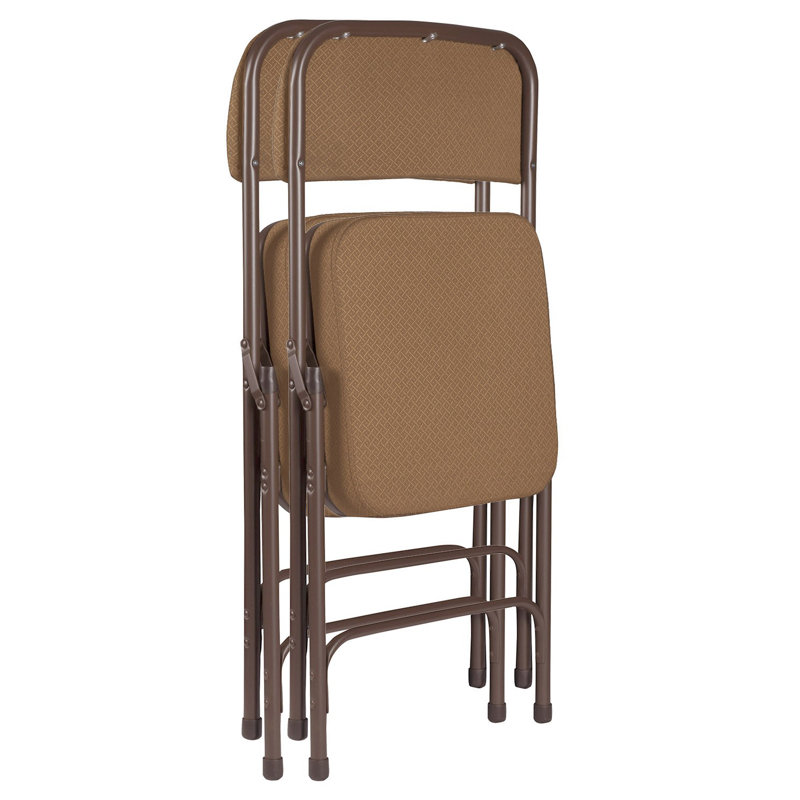 Bernadine Deluxe Fabric Padded Folding Chair, Gold/Brown
