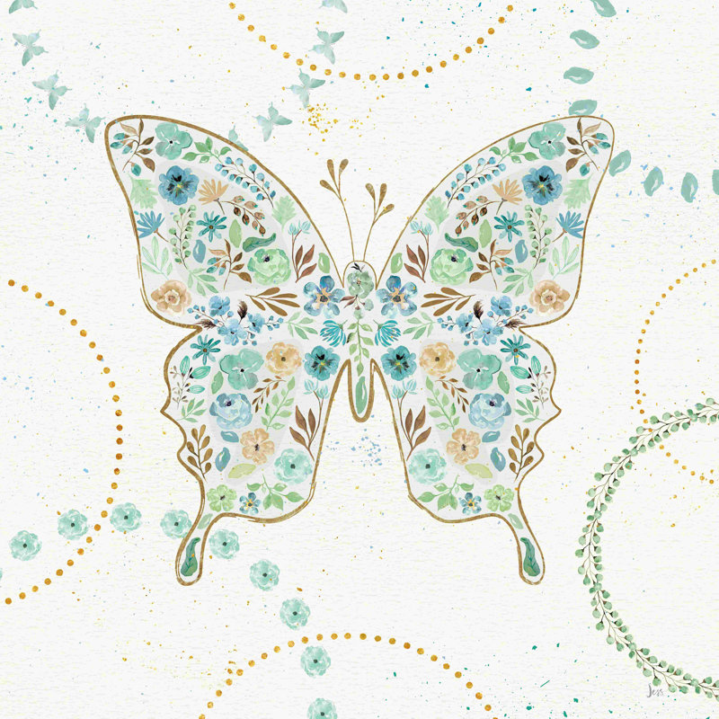 Flutterby Blooms IV - bleu / vert, H 12 po x l 12 po