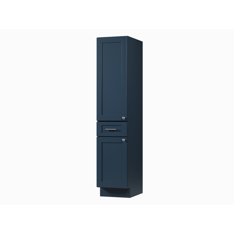 Disar 72'' Tall Solid Wood & Plywood Bathroom Cabinet – Left Door Opening, Blue