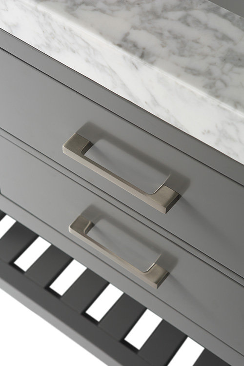 48 in. Single Vanity with Mirror, Nickel, Sapphire Gray, Carrara White
